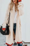 Long Cardigan Color Chiffon Pocket Cardigan