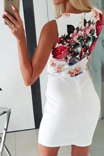 V Neck  Printed  Sleeveless  Elegant Bodycon Dresses