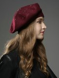 All-match Beaded Wool Blend Casual Soft And Thermal Beret Hat