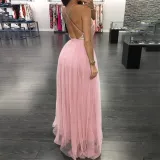 Sexy V Collar Sequined Chiffon Dress