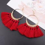 Bohemia Style Colorful Thread Tassel Pendants Big Round Hoop Earring