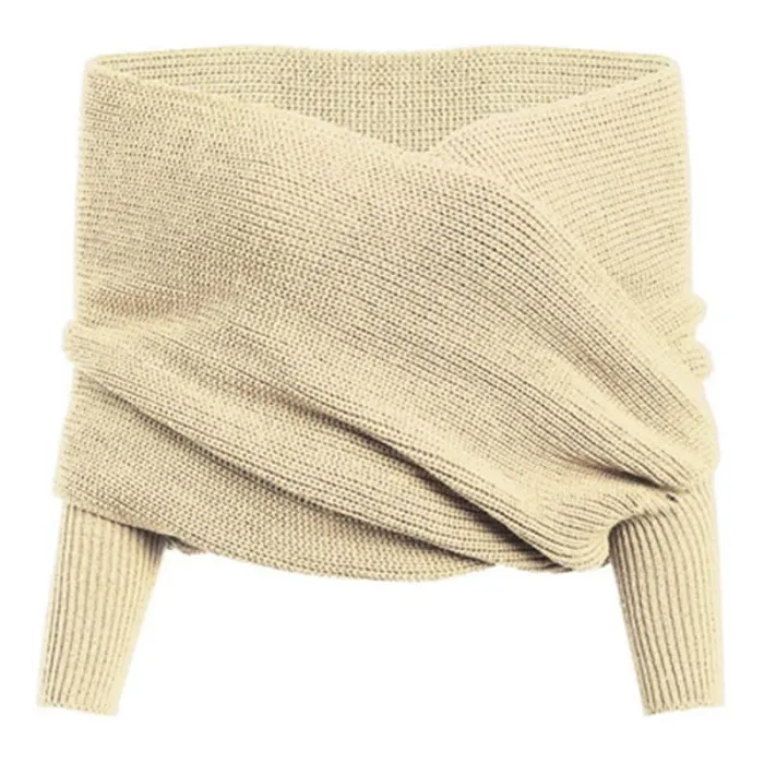 Casual Pure Color Shoulder Collar Sweater