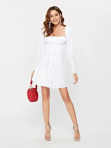 Sexy Off Shoulder White Tunic Long Sleeve Shirt Party Dress