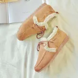 Women Warm Snow Booties Flat Heel Winter Slip On Boots