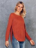 Long Sleeve Crew Neck Solid Sweaters