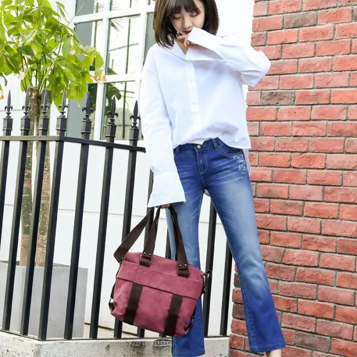 Vintage Canvas Bag Ladies Shoulder Bag cCasual Messenger Bag