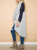 Sleeveless Casual Asymmetric Cotton Cardigan