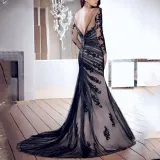 Fashion Lace Gauze Slim Evening Dress