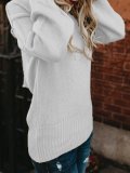 Acrylic Crew Neck Casual Lace Up Sweater