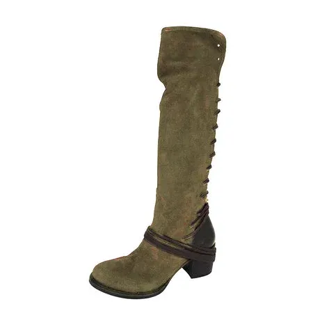 Women Vintage Lace Up Boots European Style Bandage Above Knee Boots