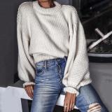 Women's Commuting Pure Color Shoulder Sleeve Sweater