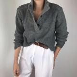 Casual Pure Color Button Tachibana Sweater