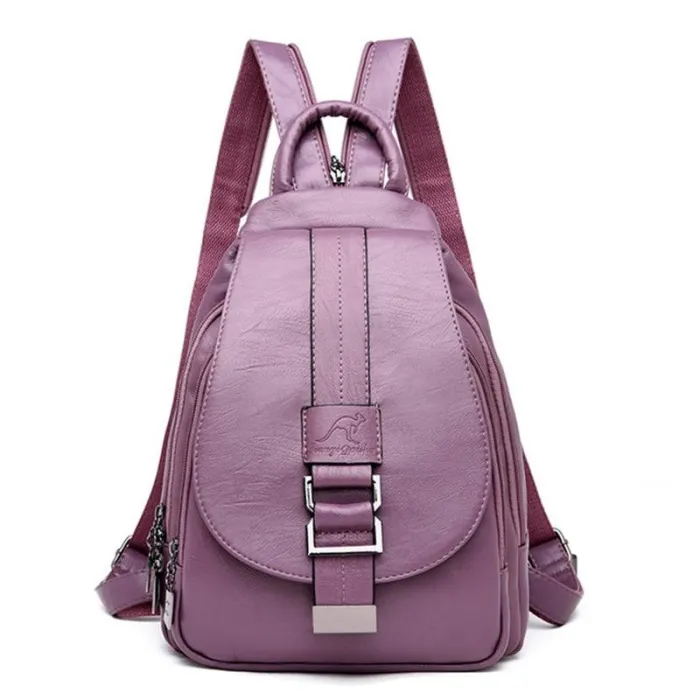 2 in 1 Women Leather Backpack+Crossbody Sling Shoulder Bag