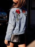 Flower Embroidered Denim Jacket Cover Ups