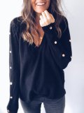 Buttoned Long Sleeve Vintage V Neck Sweaters
