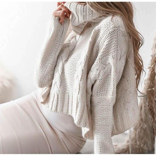 Winter Long Sleeve Solid Oversized Short Pullover