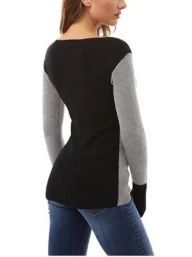 Casual Long Sleeve Patchwork Sweatershirt