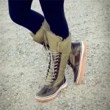 Women Winter Comfy Lace Up Mid-Calf Boots
