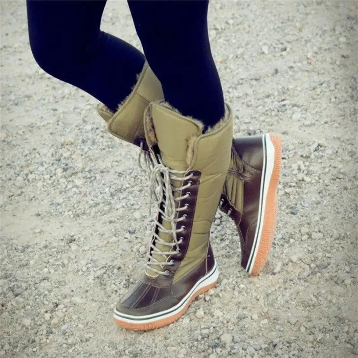Women Winter Comfy Lace Up Mid-Calf Boots