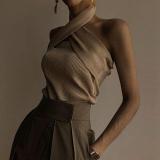 Women's Casual Backless Knit Top
