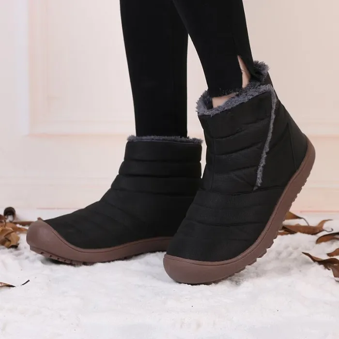 Large Size Unisex Waterproof Fur Lining Slip On Snow Boots
