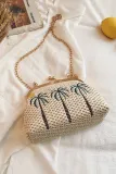 Women's Beach Embroidery Lock Bag Handbag