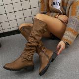 Womens Zipper Daily Chunky Heel Riding Knee High Boots