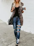 Long And Medium Leopard Loose Cardigan