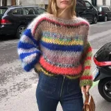 Stylish Color Striped Long Sleeve Sweater