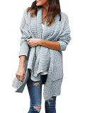 Solid Shawl Collar Casual Knitted Sweater