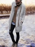 High Collar Irregular Zipper Long Coats