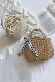 Women's Summer Beach  Woven Straw Pull Rope Handbag