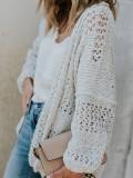 Plus Size Knitted Solid Casual Sweater
