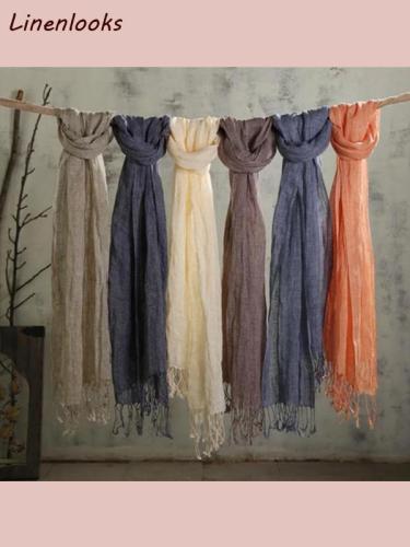 Cotton And Linen Solid Color long women's scarves shawl