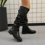 Womens Zipper Daily Chunky Heel Riding Knee High Boots