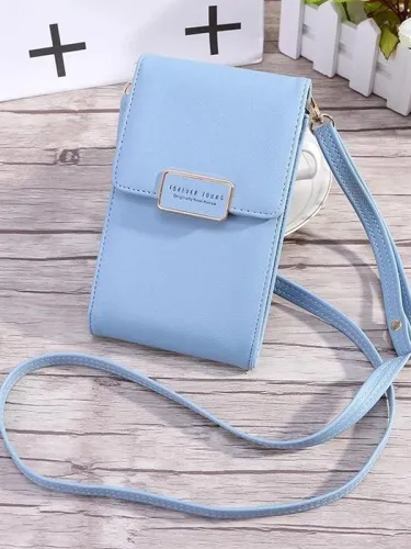 Women Solid Multi-function Phone Crossbody Bag 3 Card Slot Wallet Coin Purse