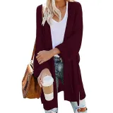 Casual Side Slit Soft Long Sleeve Midi Sweater Cardigan