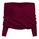 Casual Pure Color Shoulder Collar Sweater