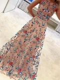 Elegant Embroidery Sleeveless Expansion Evening Dress