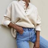 Women's Fashion Single-Breasted Long Sleeve Knit Sweater
