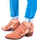 Scalloped Booties Low Heel Hollow-out Buckle Strap Boots
