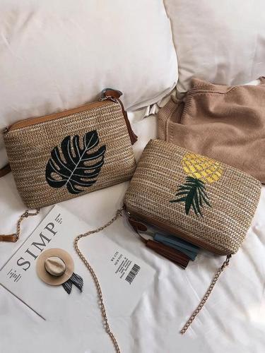 Women's Beach Embroidery Tassel Zipper Bag Handbag