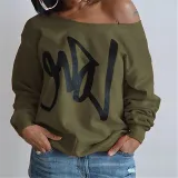 Fashion Letter Print Long Sleeve Sweater