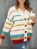 Beige Long Sleeve V Neck Sweater