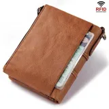 Men's Genuine Leather RFID Buckle Wallet