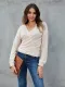 Apricot Casual Surplice Neck Knot Front Sweaters
