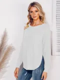 Long Sleeve Crew Neck Solid Sweaters