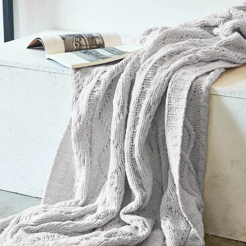 Solid Crochet Knit Blankets