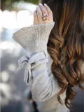 Trumpet Sleeve Solid Color Soft Elastic Sweater