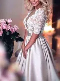 Fashion Lace Bow Belted Bare Back Bubble Maxi Dresses